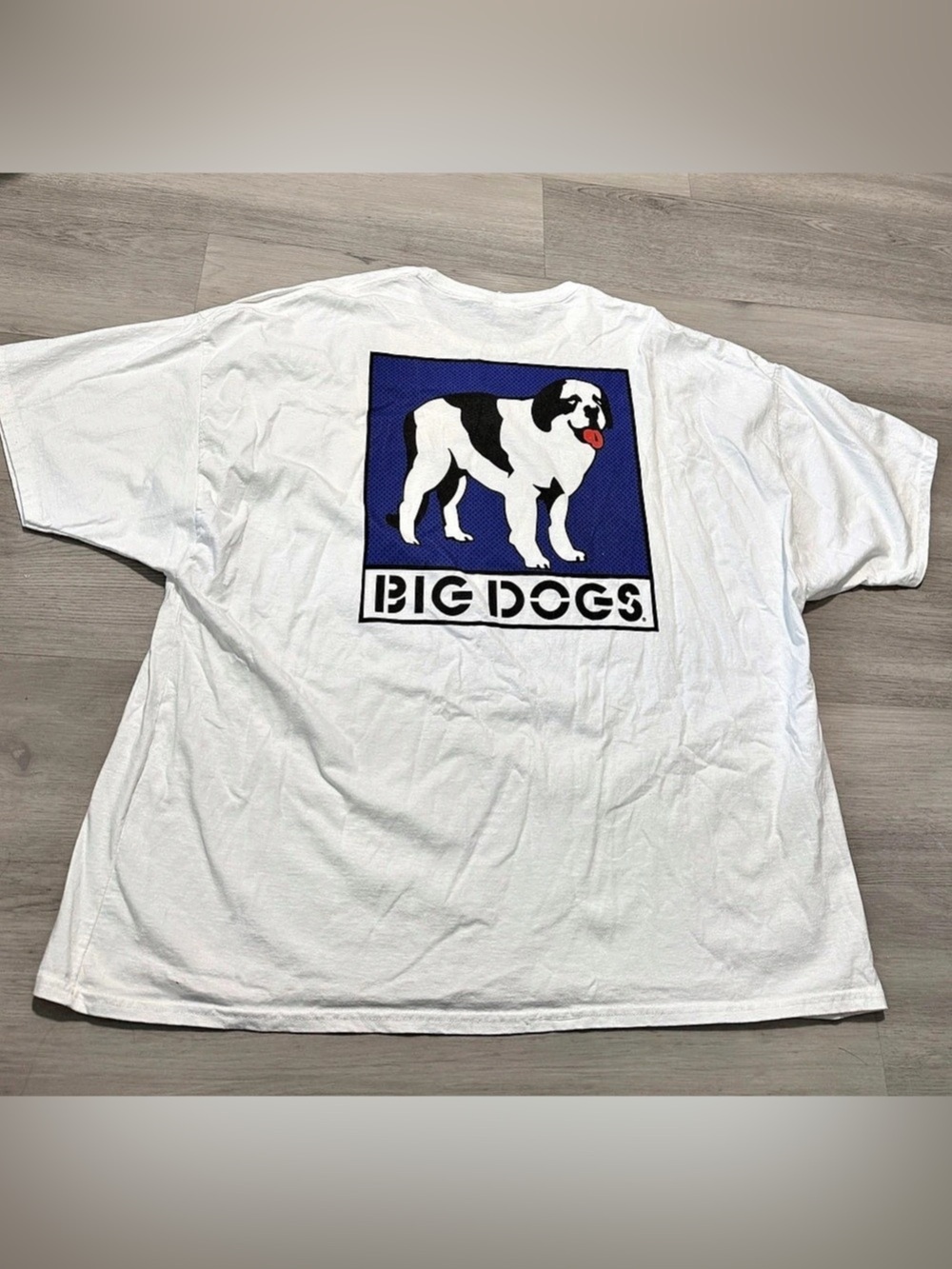 Rare Vintage Retro Big Dogs White Blue T Shirt 100% Cotton Sz 4XL Short Sleeve